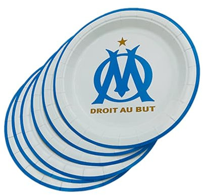 OLYMPIQUE DE MARSEILLE 6 x Assiette jetable OM - Collection officielle 23 cm