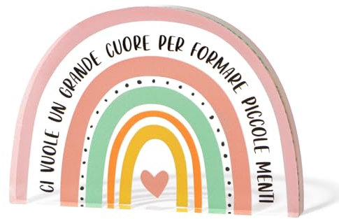 BETESSIN Geschenke für Lehrerin - Ci voule un grande - Regenbogen Acrylplakette mit Italienischem Spruch - Geschenkidee für Lehrer, Tischdekoration