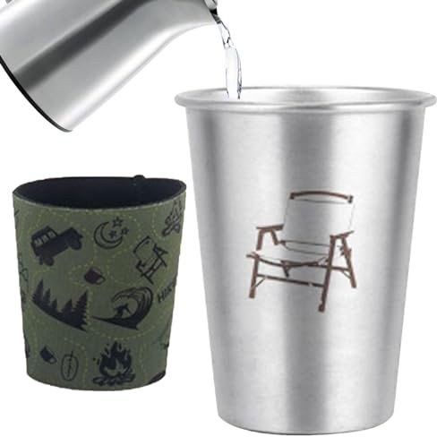 Tasse en acier inoxydable, tasse de camping - Verre en métal | Chope à bière incassable en acier inoxydable de 350 ml, verres à vin empilables, équipement de camping pour