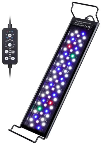 hygger Aquarium LED Beleuchtung,18W Vollspektrum Aquarium Beleuchtung,24/7 Aquarium Lampe Fish Tank Light mit 9 Mehreren Farben und 10 Einstellbare Helligkeit für 45-60cm Süßwasser Tanks