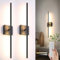 XLERDZSW Battery Operated LED Wall Sconces Set of Two, Black Rechargeable with Remote Control 3000K-6000K Dimmable 350°Rotate, Wall Light for Living Room Stairs Hallway Bedroom
