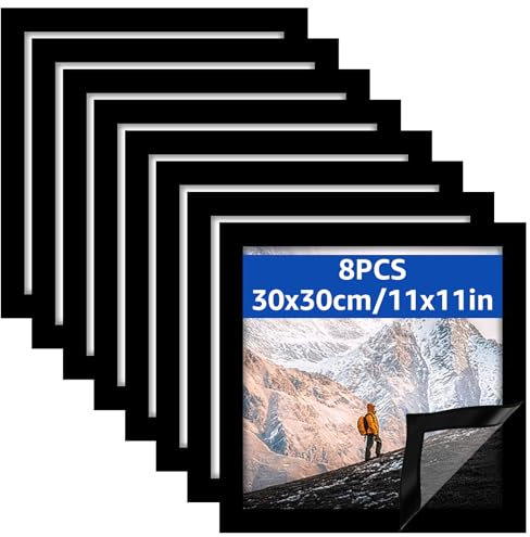 Oungy 8 Stück Diamond Painting Rahmen Diamond Painting Bilderrahmen 30x30 cm Schwarz Bilderrahmen Magnetisch, Magnet Bilderrahmene für Wanddekoration und Präsentation von Dokumenten (Innenmaß 25x25cm)