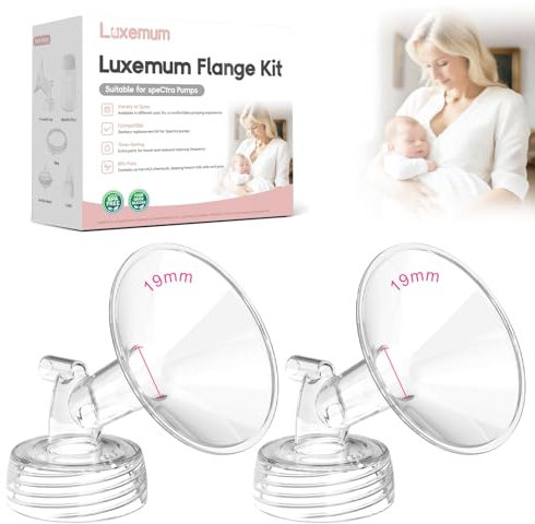 Luxemum Breast Pump Parts for Spectra S1 S2 9 Plus, Replacement Parts inclued 2X 19mm Flanges, Not Original Spectra S2 Accessories