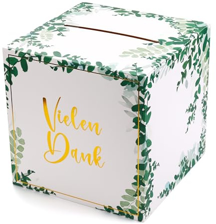 Donindis Kartenbox Vielen Dank, Grün, Natur, 24 * 24 * 24cm, Karton