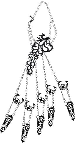 Qusmeiyici Gothic Nail Rings, Metal Chain Full Finger Bracelet Claw Abjustable Open Rings Hand Bracelet Vintage Nail Jewellery Bracelet Hand Accessories for Women Girls