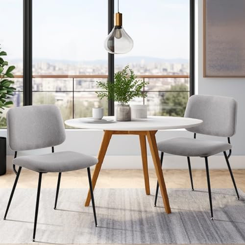 COLAMY Esszimmerstühle 2er Set, Moderner Küchenstühle, Polsterstühle, Esstisch Stühle, Stühle Esszimmer, Stoff, Metallbeine, Grau