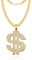 Gold Chain Dollar Sign Necklace Pendant,Fancy Dress,80s 90s Hip Hop Accessories,Plated With Rhinestones,Costumes US Personality Wild for Men Women Party Accessories,Chains,Shape Costume for Man