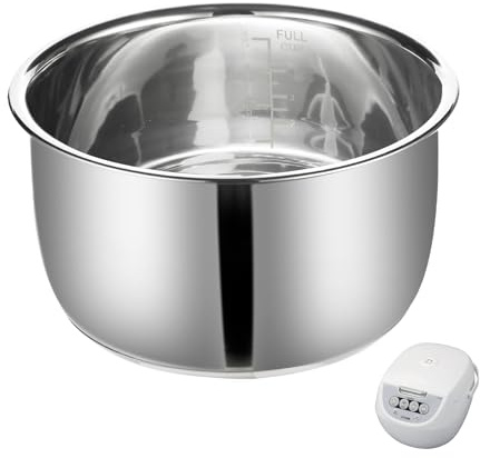 Replacement Rice Cooker 5.5 Cup Inner Pot Compatible with Tiger JBV-A10U Inner Pot, 304 Stainless Steel Inner Bowl, Durable Pots for Multi-Cookers, Easy to Clean and Dishwasher Safe