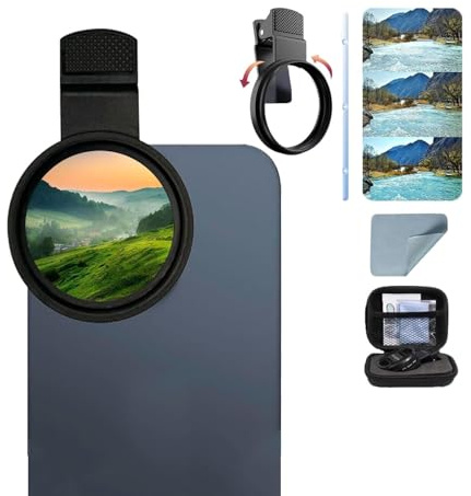 52 mm Clip-0n Cpl Telefonkameraobjektiv-Filtersatz, 2025 Neuer Zirkularpolarisator-Polarisationsfilter, kompatibel mit den meisten Mobiltelefonen, klareres HD-Hintergrundbeleuchtungs-Telefonfilterset(