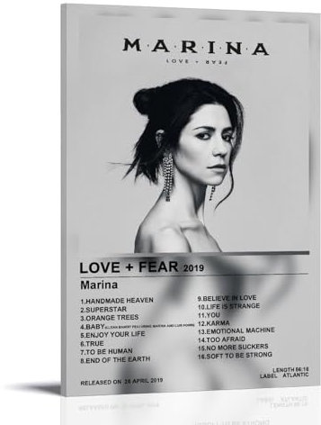 ERYAWIEH Marina Diamandis Poster, Wandkunst, Leinwand, ästhetisches Cover, Poster, moderne Kunst, Gemälde für Wohnzimmer, 50 x 75 cm, Rahmenstil-8