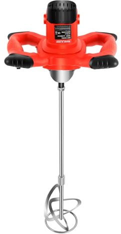 Mörtelrührer Elektrisch 1500W, Betonmischer mit 6 Geschwindigkeiten, S-förmige Propeller, Profi Rührgerät Mörtel, für Beton, Fliesenkleber und Farbe