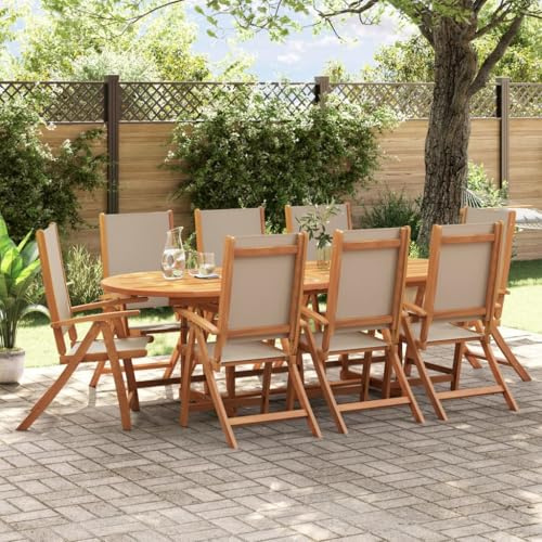 Festnight Gartenmöbel Set 8 Stühle mit Tisch Verstellbar Klappbar Gartenmöbel Set Holz 8 Personen Terrassenmöbel Außen Sitzgruppe Outdoor Gartentisch mit Stühlen Set Garten Essgruppe mit Hochlehner