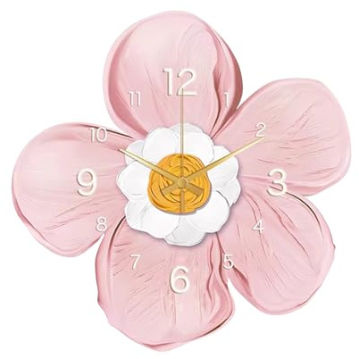 Ergocar Wanduhr, Art-Déco-Wanduhr, Moderne Mit Blumenmotiv Aus Kristallporzellan, Batteriebetrieben, Geeignet Für Wohnzimmer, Schlafzimmer, Arbeitszimmer Und Büro