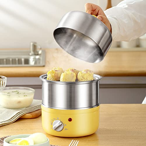 Electric Cooker Boiler for Hard or Soft Boiled Poached Omelets and Steamed Foods with Auto Shut Off Feature and 2 Tiered 14 Eggs Capacity Plastic Auto Cut-Off Feature Water Measuring Cup