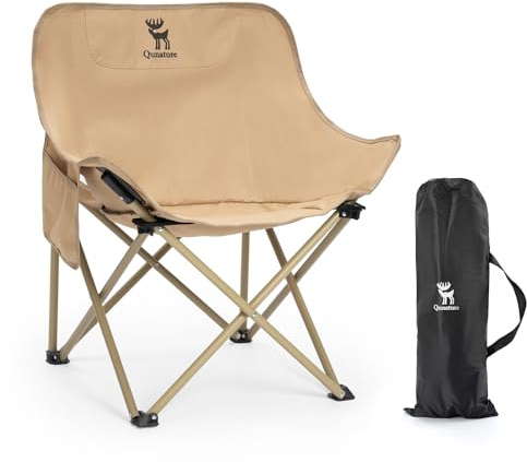 Qunature campingstol vikbar för barn och föräldrar, bärbar med bärhandtag | Lätt, kompakt campingstol med sidoficka för picknick, fiske, vandring, kaki