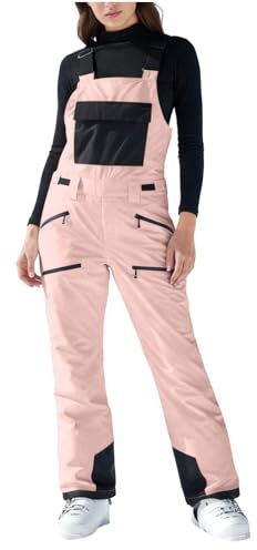 Generisch Skihose Damen Wasserdicht Winddichte Schneehose mit Hosenträgern Baggy Schneefang Snowboardhose Atmungsaktiv Warm Softshellhose Ski Hose Outdoorhose Funktionshose Große Größen