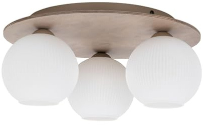 Licht-Erlebnisse Deckenlampe Glas Metall Beige Weiß 3-flammig Modern Harmonisch Blendarm Satiniert E14 L:42 cm Deckenleuchte Schlafzimmer
