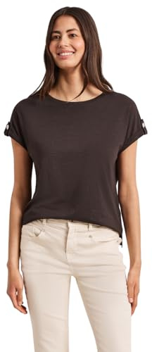 Damen T-Shirt mit Rundhals und Knopfdetails