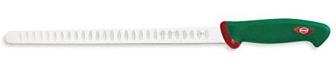 Sanelli Ligne Premana Professional,Couteau Saumon olivée Cm.31,Acier Inoxydable,Vert et Rouge