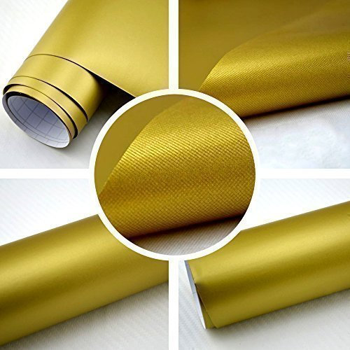 TipTopCarbon 8,55€/m² Matt Gold 152cm breit Blasenfrei Autofolie selbsklebend mit Luftkanäle 3D Flex Folie Auto