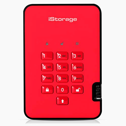 iStorage diskAshur2 SSD 512GB Red - Secure portable solid state drive - Password protected - Dust & water resistant - Hardware Encryption