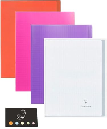 Lot de 4 Cahiers Koverbook 2 en 1 24 x 32-48 pages Clairefontaine + 1 Index Adhésif Blumie