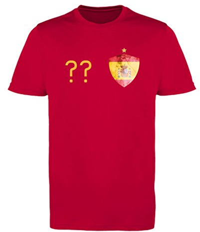 Comedy Shirts - Spanien Trikot - Wappen: Klein - Wunsch - Herren Trikot - Rot/Gelb Gr. M