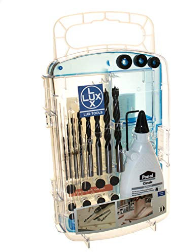 24tlg. Holz-Bohrerset, Holzbohrer, Tiefenstellringe, Zentrierspitzen, Holzleim, Bohrer …