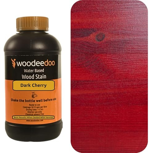 WooDeeDoo Water Based Wood Stain | Wood Dye | Ready to Use | Environmentally Friendly | Solvent Free | Odour Free | 1 L | Dark Cherry