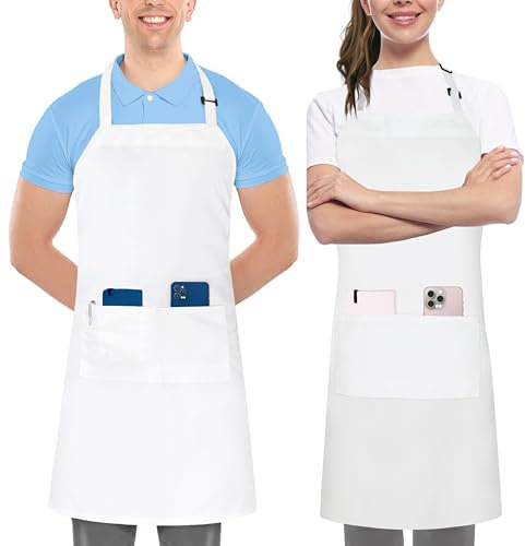 Utopia Kitchen - Grembiule regolabile con 2 tasche - Cinghia del collo regolabile con cravatte extra lunghe