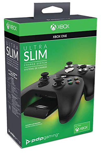 PDP Gaming Dual Ultra Slim Charge System für Xbox One, Magnetic laden Station für Two Wireless Xbox Controllers, Cinematic Lights mit Auto-Dim, Offiziell lizenziert von Microsoft UK PLUG