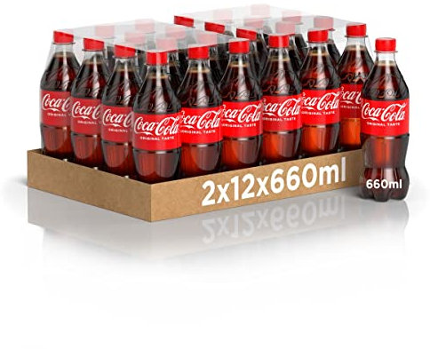 Coca-Cola Original Taste – 24 Bottiglie da 660 ml, Tutto il Gusto Originale di Coca-Cola in bottiglia PET 100% Riciclabile, Bevanda Analcolica
