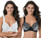 Curve Muse Reggiseno in Pizzo con Ferretto Sfoderato Taglie Forti con Spallacci Imbottiti-Confezione da 2-Nero,Bianca-5D-V2
