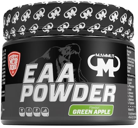 Mammut Nutrition EAA Powder, Green Apple, 70% EAA für den Muskelaufbau, mit Vitamin B6 optimiert, 250 g Dose