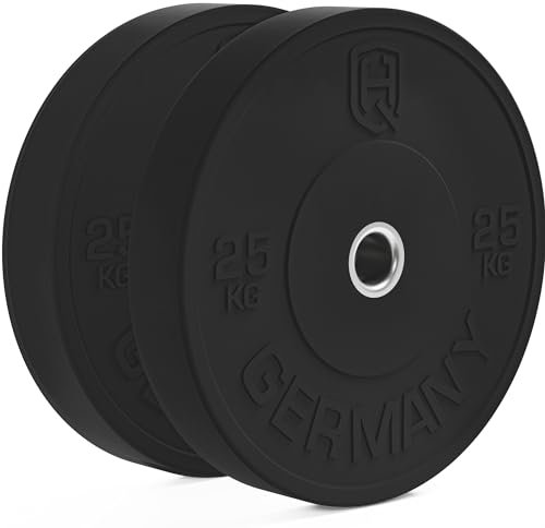 HQ Germany® Hantelscheiben 50mm [Set/Paar 5-25kg] - Training Vollgummi Bumper Plates 25kg - Hantelscheiben Set 50mm, Gewichtsscheiben, Gewichte, Weight Plates nach IWF Standard