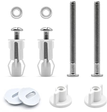 Skyzone Toilet Seat Fittings,2 Pairs Universal Toilet Seats Screws and Bolts Toilet Seat Hinges Bolt Nut Expanding Rubber Top Nuts Screws Toilet Seat Fixing Kit for Toilet Covers Replacement