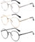 ALWAYSUV Metall Frame Retro Glasrahmen-Ebenenspiegel Dekobrille Klassisches Rund Rahmen Glasses Klare Linse Brille (Set1)