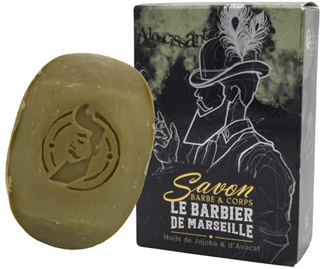 Le Barbier de Marseille - Savon Barbe Adoucissant - Huile de Jojoba & Avocat - Nourrit, Hydrate & Adoucit -125g