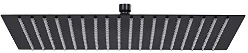 Tidyard Regenbrause Kopfbrause Regendusche Duschbrause Anti-Kalk-Düsen Brausekopf Duschkopf Edelstahl 50x50 cm Quadrat Schwarz