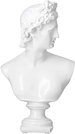 Cyrank David Statue Decor, Griechische Statue von David Head Büste Statue Kunstharz Skulpturen Home Decor Figurine für Regal Couchtisch Decor(Weiß)
