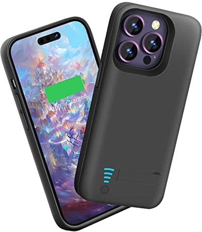 Sitong Battery Case for iPhone 14 Pro Max, 6000mAh Rechargeable Extended Battery Charging Charger Case, Add 100% Extra Juice (6.7 Inches) Black