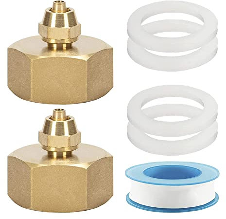 Xusywdm 3/4 1/4 Schlauchadapter Gartenmessing 1/4 BewäSserungsschlauchadapter 2 Packungen mit Unterlegscheiben