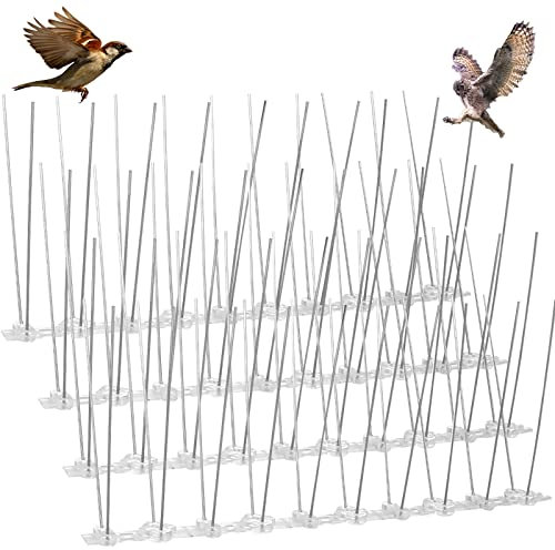 Ceboic Pinchos Antipalomas Acero Inoxidable, 4 Piezas Repelente de Pájaros Duradero, Anti Pájaros Pinchos Tiras Espanta Paloma para Balcon Terraza Ventanas Canalón