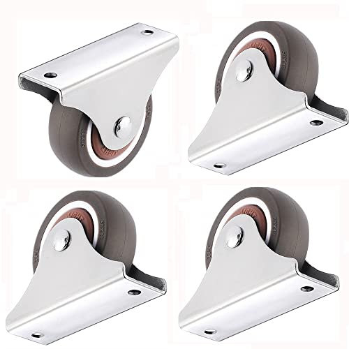 BIRLD 1.25Zoll Kleine Radrollen Mit Metallplatte Kein Geräusch Rollen Möbelrollen Nicht Schwenkbar Gummirollen Bettkastenrolle 4er Set (Size : 1.5in)