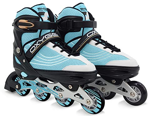 STAMP Unisex-Adult Patins en Ligne Ajustable semi-Soft SKIDS Control Oxygen T. 38-41, Blue-Black, 35-41