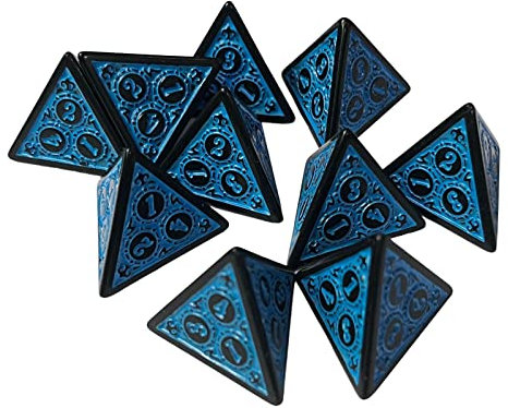 SM SunniMix 10 Stück 4-seitige Würfel, D4 polyedrische Würfel, Blau