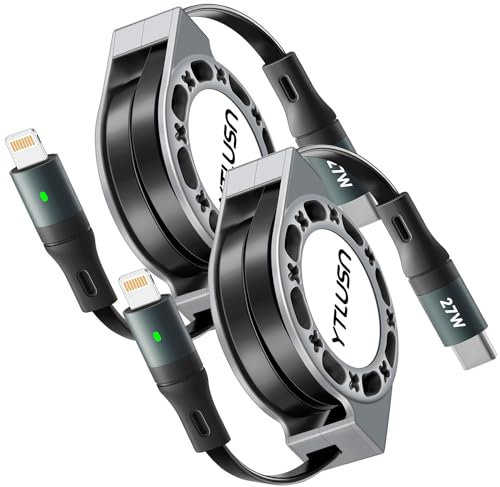 YTLUSN Retractable iPhone Charger Cable PD 27W, 1.2M USB C to Lightning Cable Fast Charging & Data Sync USB Charger Cable for iPhone 14/13/12/11 Pro Max/SE/iPad/CarPlay ﻿ (2)