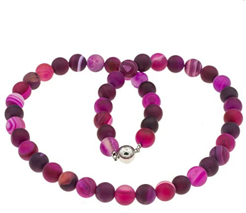 Bella Carina Kette pink lila Achat marmoriert 10 mm Perlen (45)