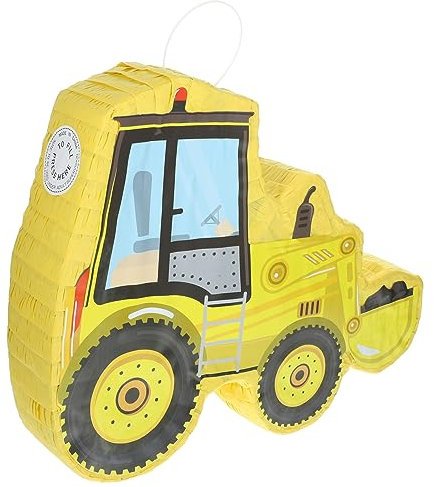 PRETYZOOM Kinder Bagger LKW Pinata zum Befüllen Aufhängen Auto Geschenkbox Süßigkeiten Schachtel Jungen Mädchen Geburtstag Party Mitgebsel Spielzeug Hängedeko Deko - Gelb