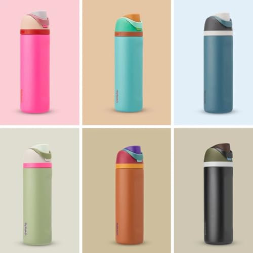 Owala FreeSip Insulated Stainless Steel Water Bottle with Straw for Sports and Travel, BPA-Free, 24-oz, Tan/Pink (Can You See Me?)